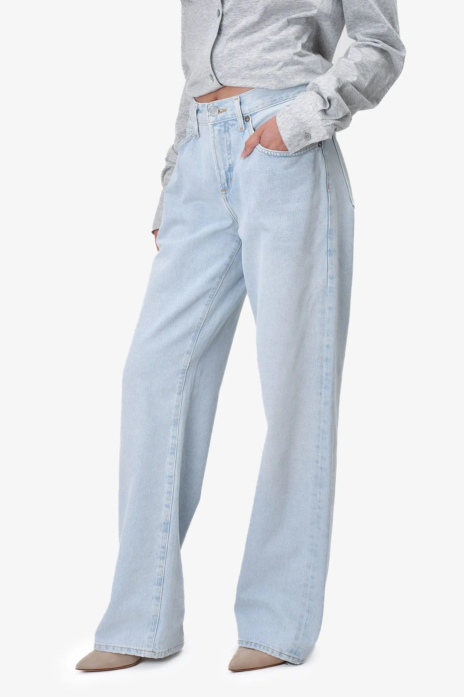 Agolde Light Wash Denim Wide Leg 'Fusion' Jeans Size 25