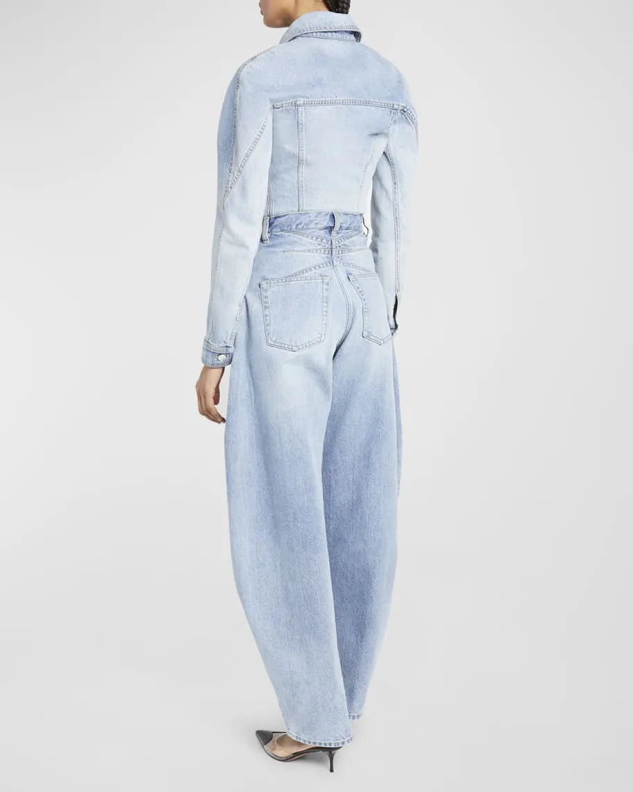 ALAIA Exaggerated Wide Leg Denim Jeans