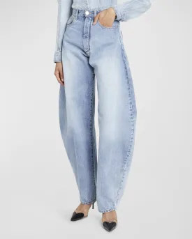 ALAIA Exaggerated Wide Leg Denim Jeans