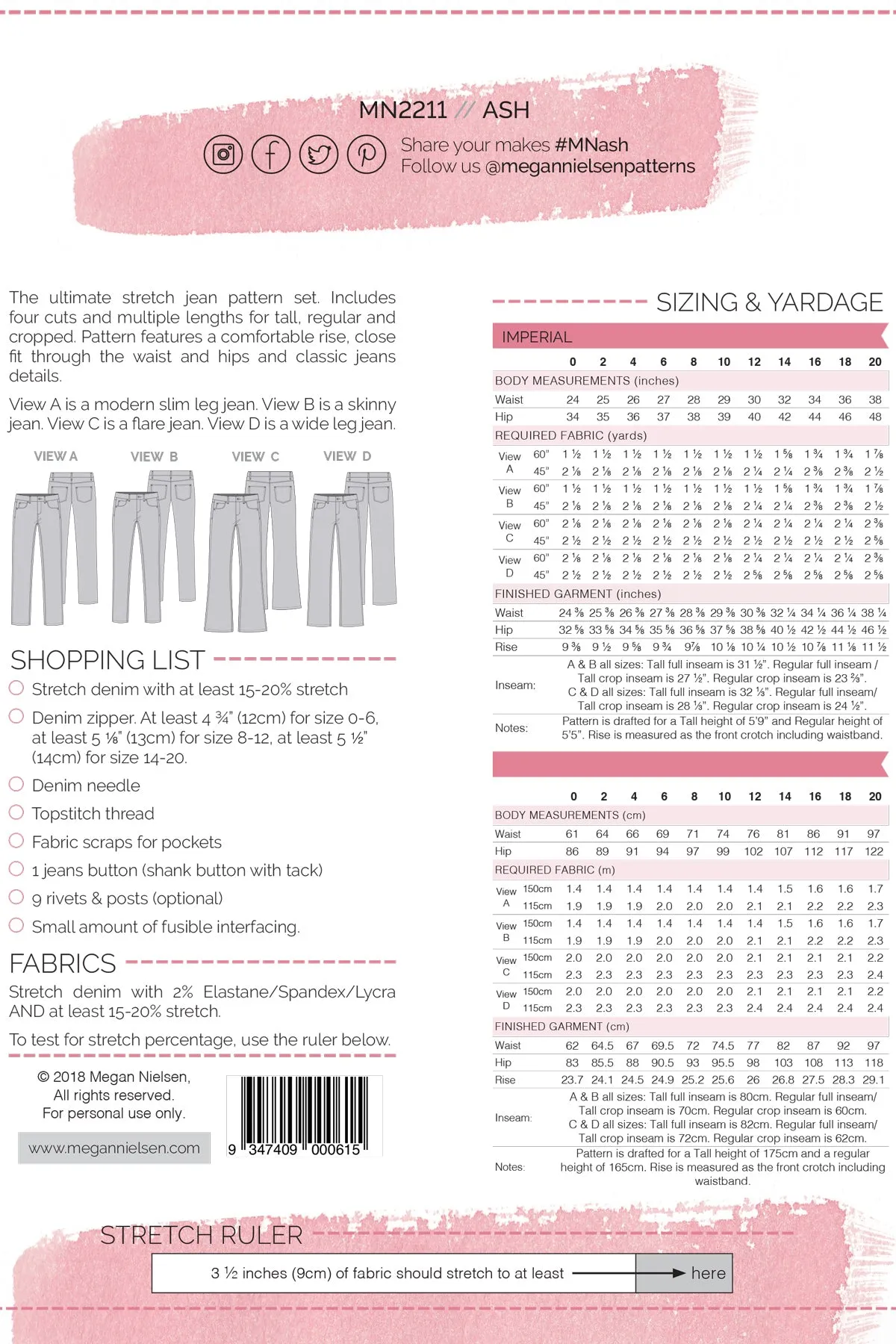 Ash Jeans (4 in 1!) - Sewing Pattern | Megan Nielsen