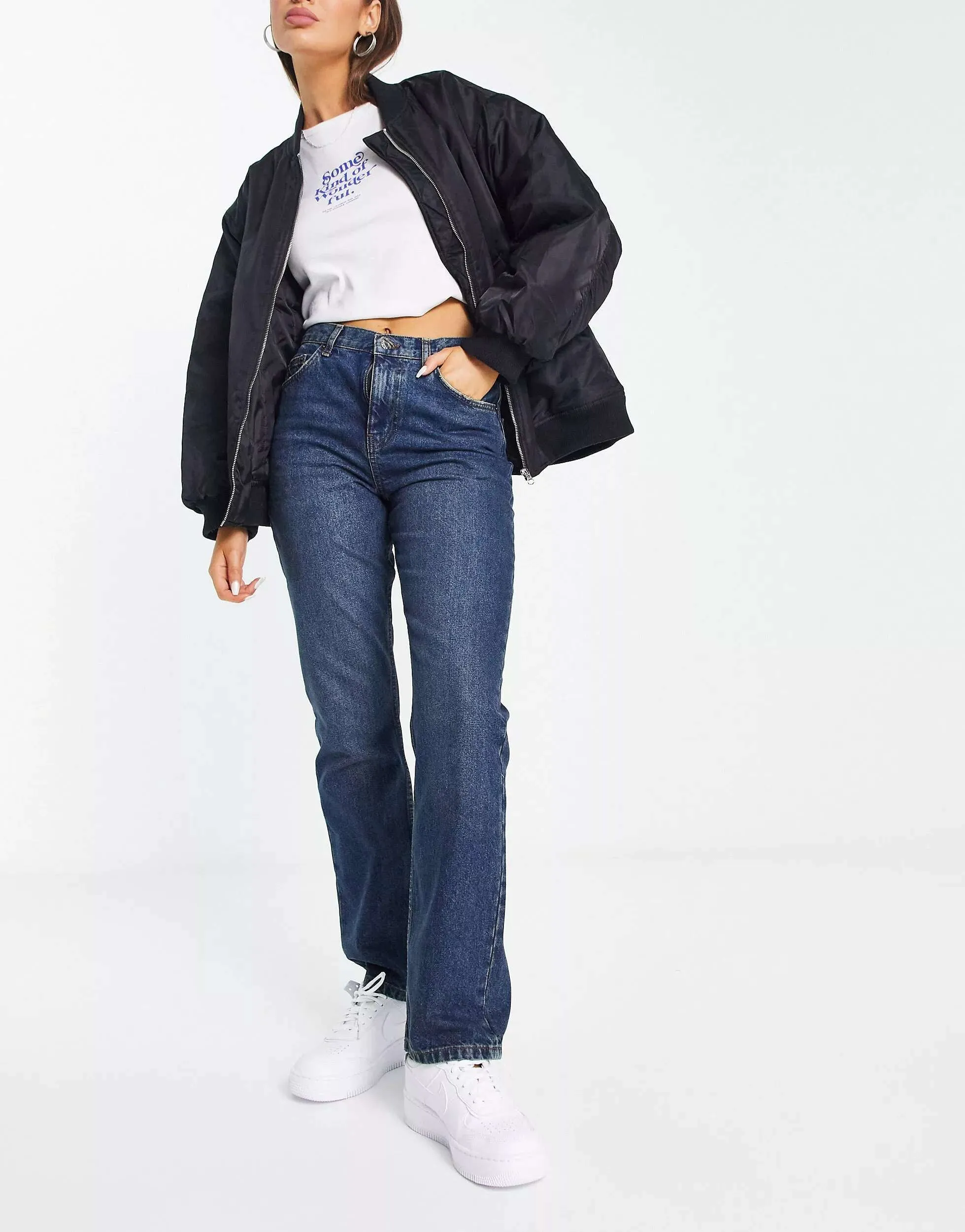 ASOS 90s Straight Jeans In Navy