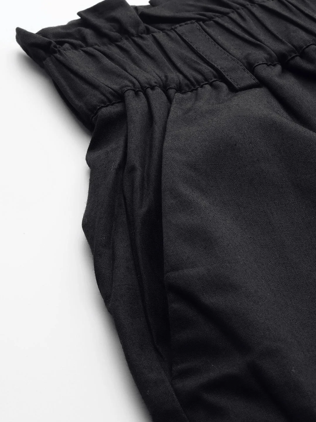 Black Front Button Tapered Pants