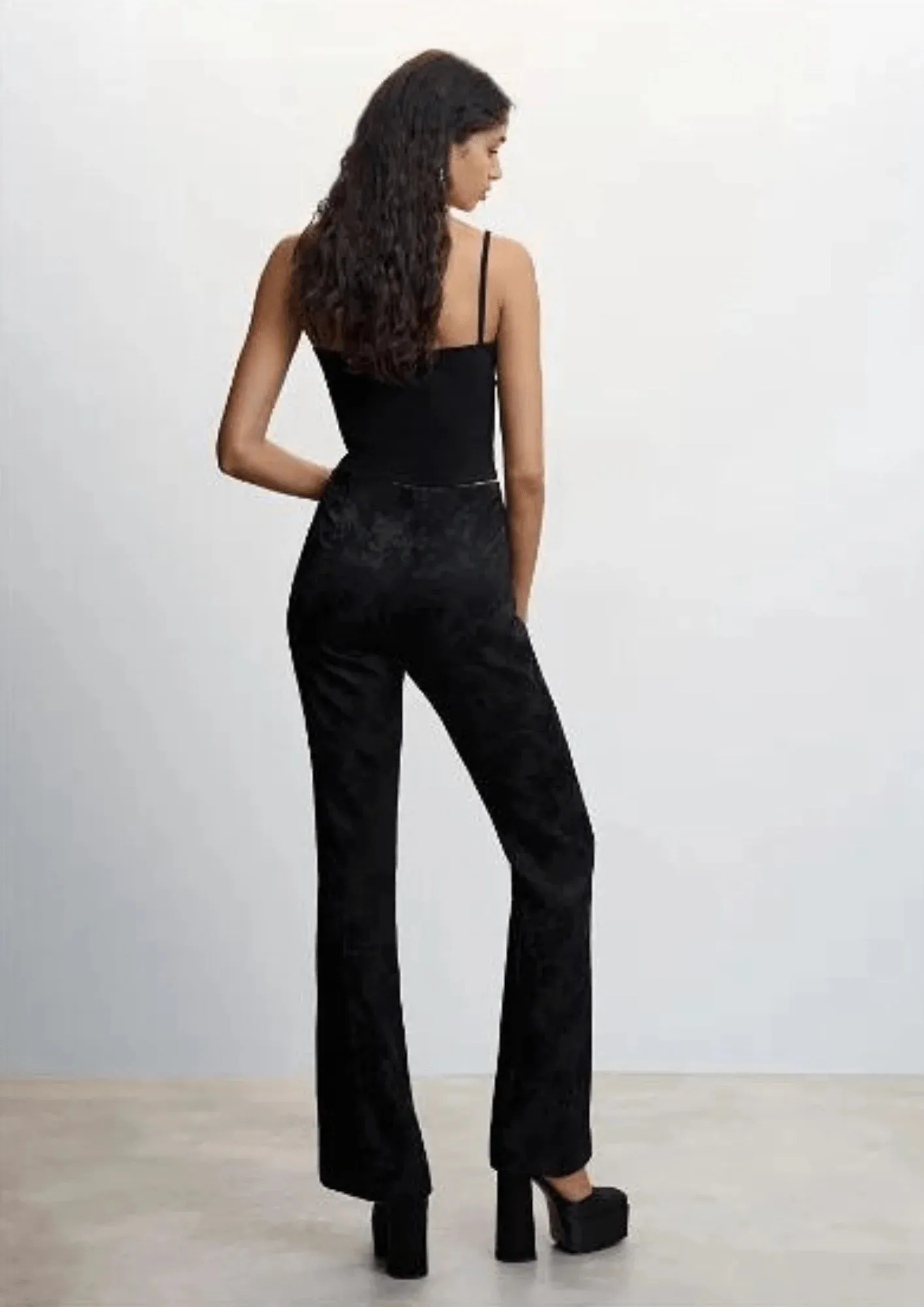 BLACK JACQUARD TROUSERS