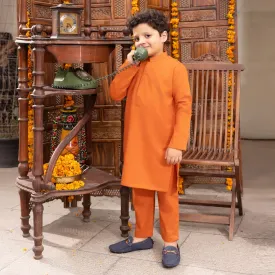 Boys Cotton Slub 2 Piece Suit -Sun Set
