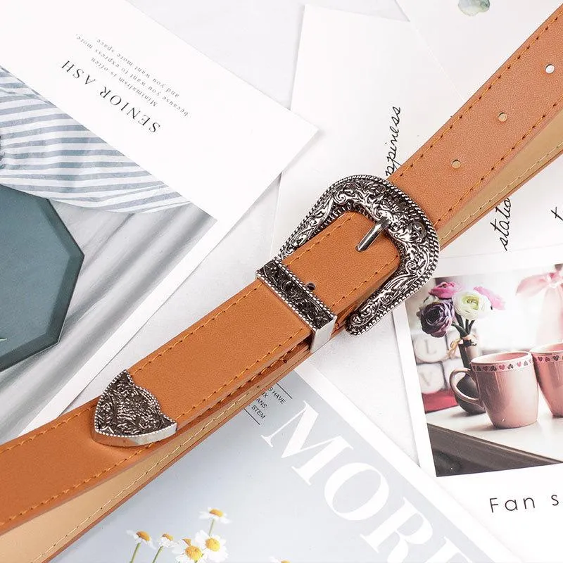 Carved Pin Buckle Belt