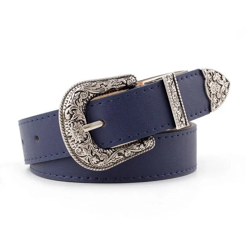 Carved Pin Buckle Belt
