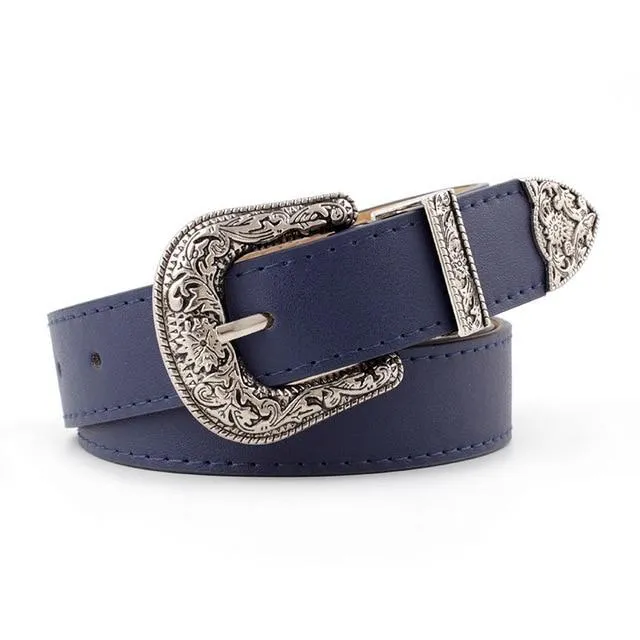Carved Pin Buckle Belt