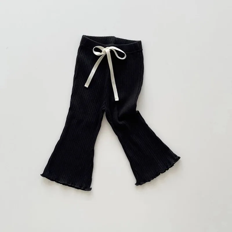 Children's Pants Girls Solid Elasticity Leggings Cotton Ruffle Trousers 3-9 Years Kids Pants Toddler Girls flared Pant