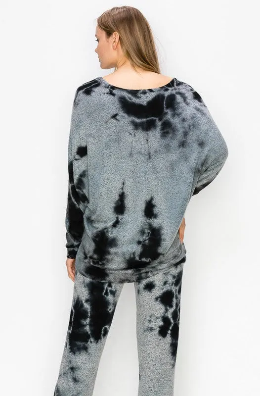 CLOUD DYE BRUSHED HACCI L/S V NECK - MOCHA OR NATURAL