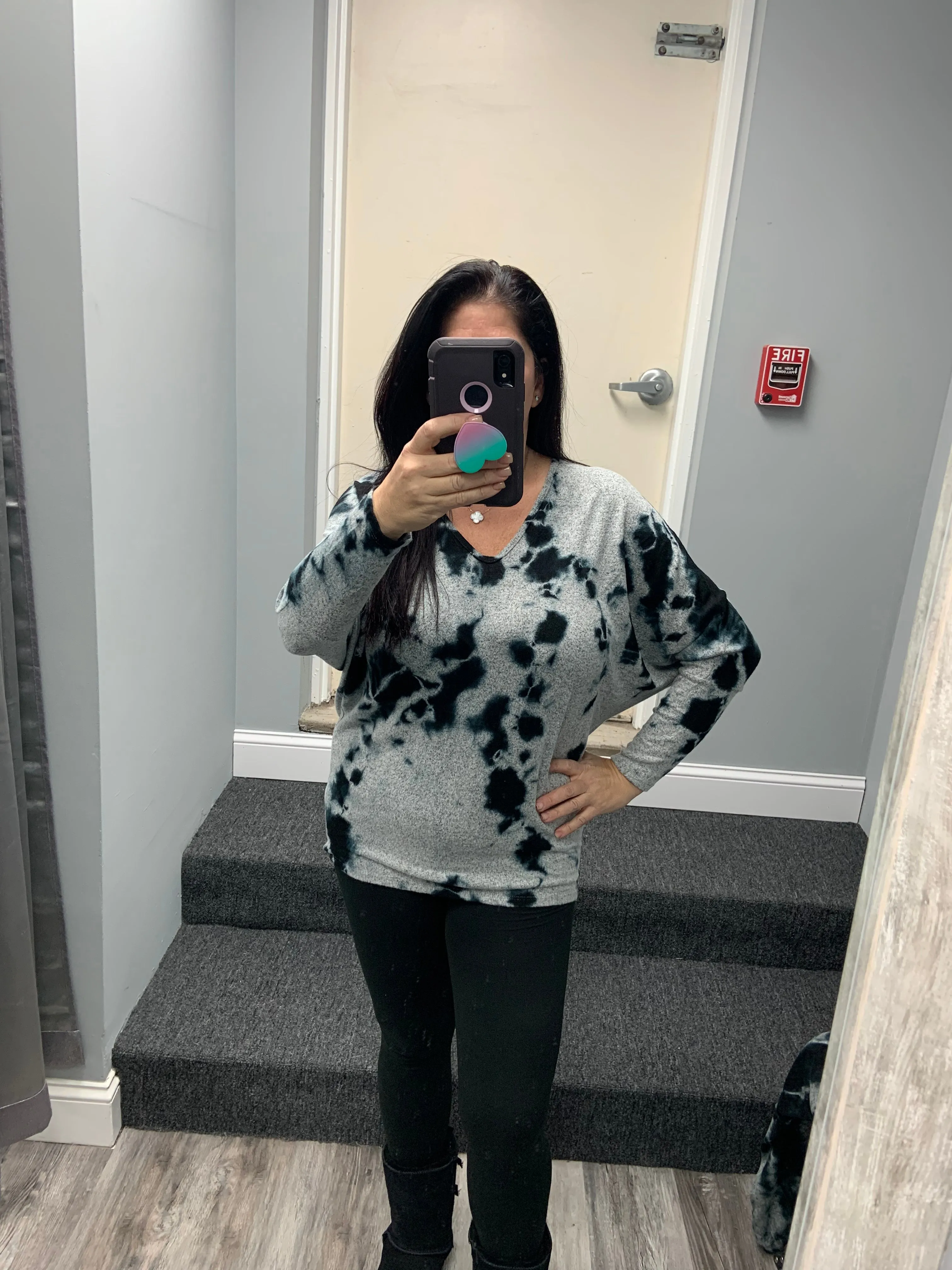 CLOUD DYE BRUSHED HACCI L/S V NECK - MOCHA OR NATURAL