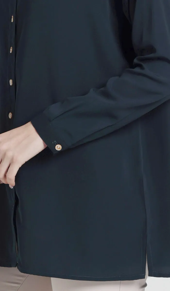 Hania Loose Button Down Shirt - Dark Teal