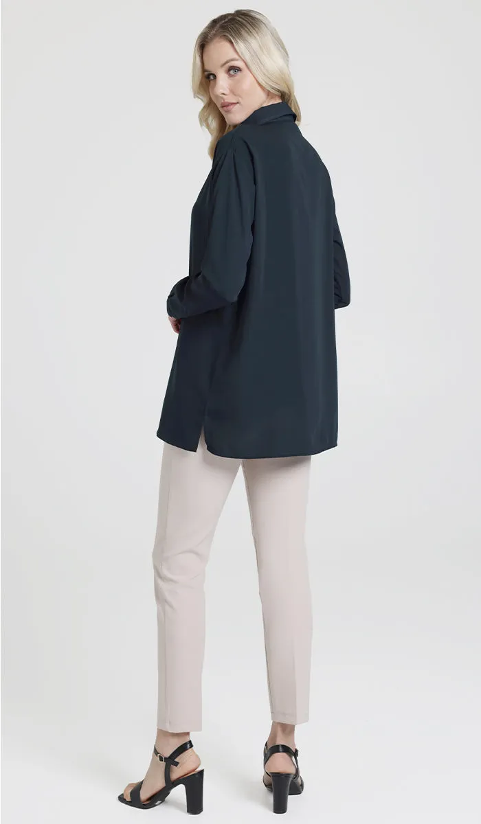 Hania Loose Button Down Shirt - Dark Teal