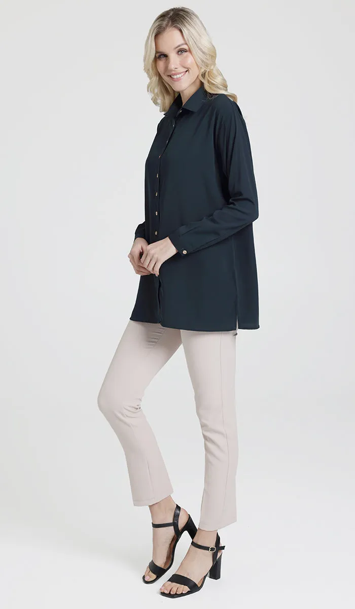 Hania Loose Button Down Shirt - Dark Teal