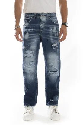 Jeans Uomo Con Sfumature e Abrasioni Straight Fit Art. JS453