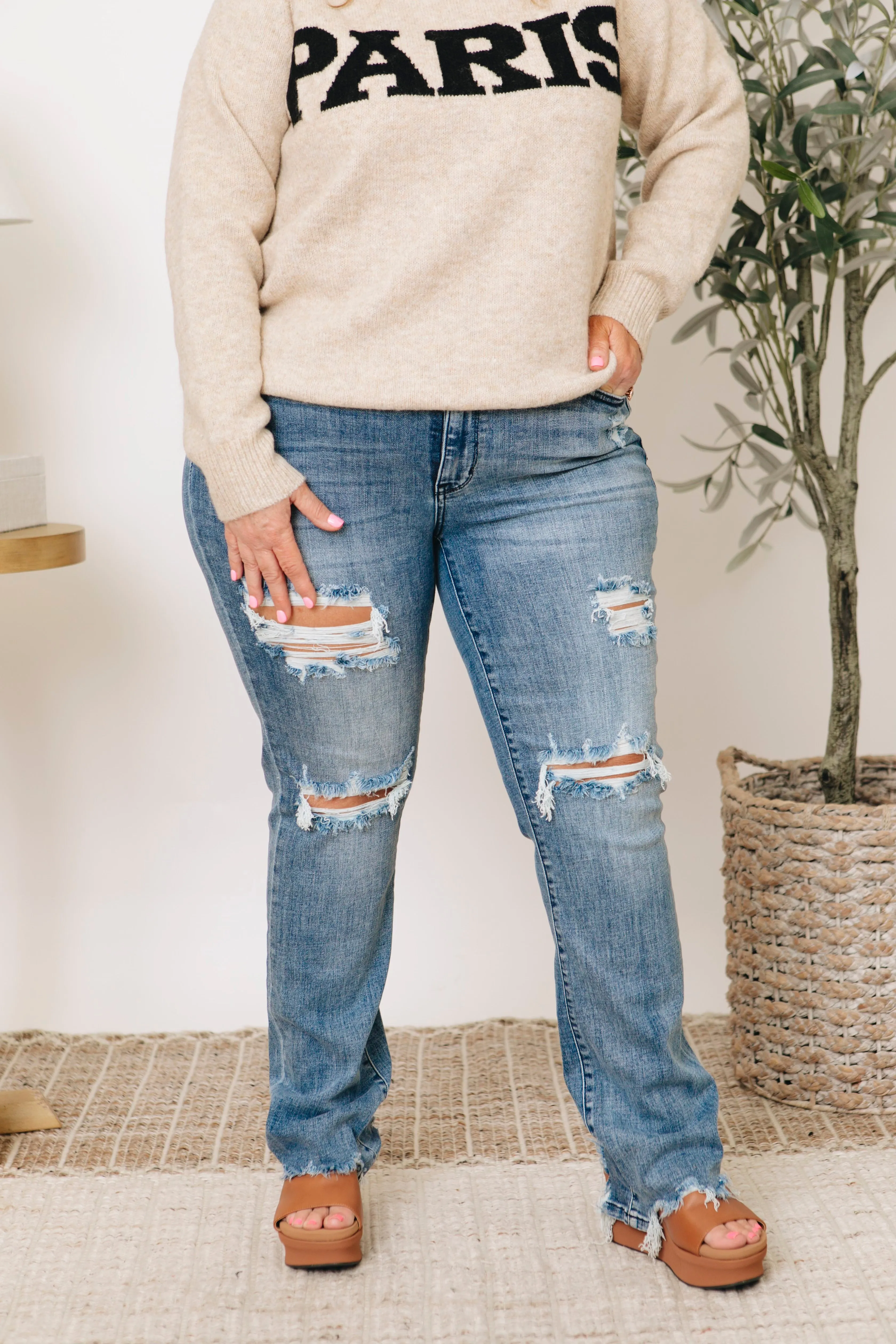 Judy Blue - Destroy Straight Mid- Rise Jeans (0-24W)