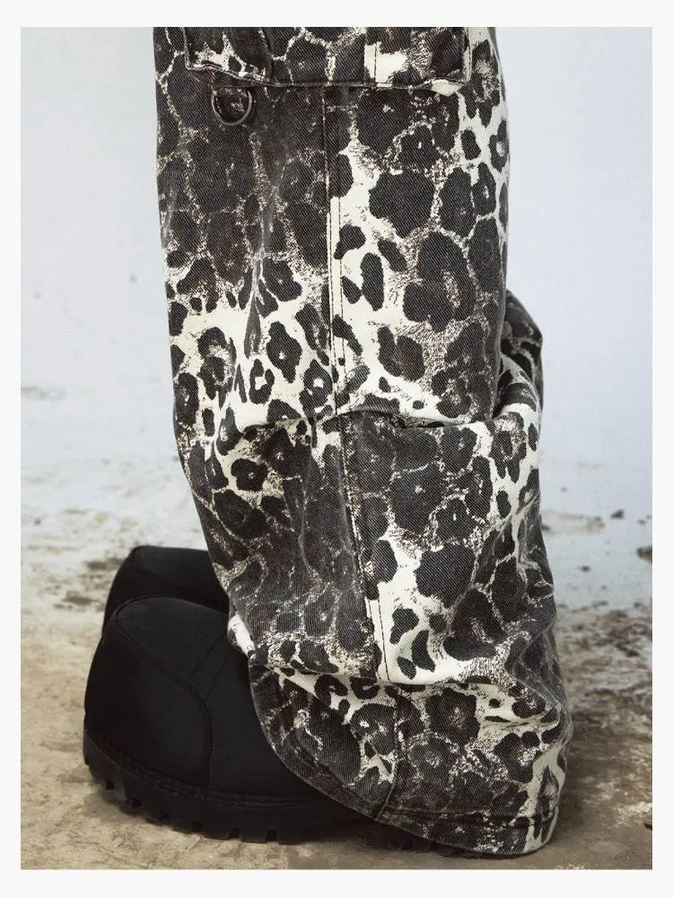 Leopard print multi-pocket casual pants【s0000009218】
