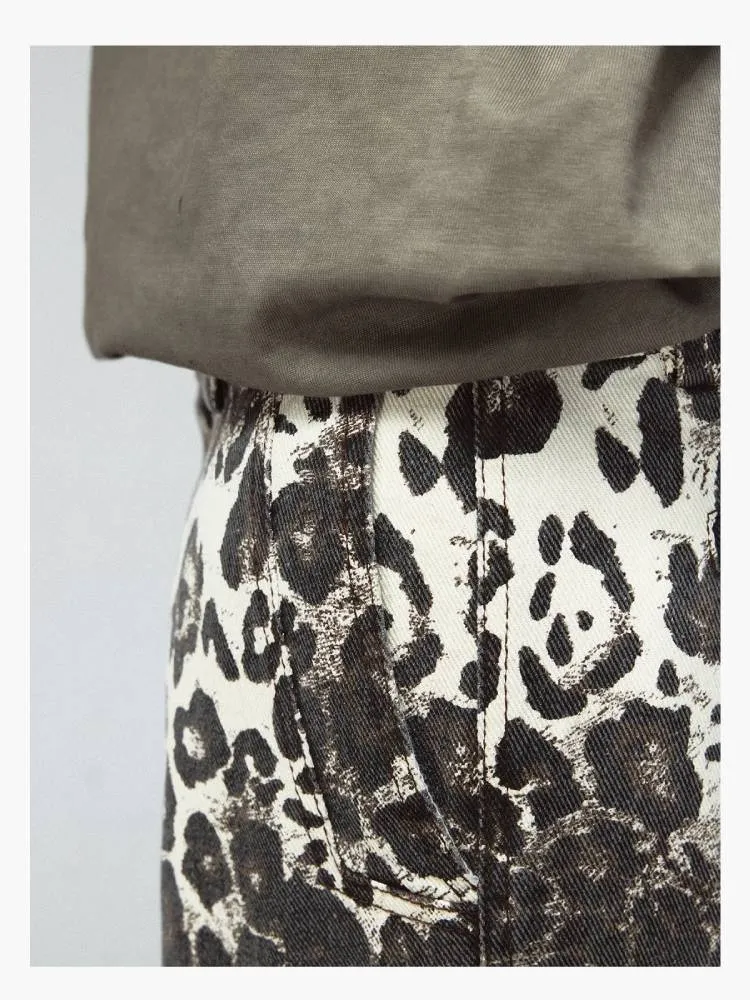 Leopard print multi-pocket casual pants【s0000009218】