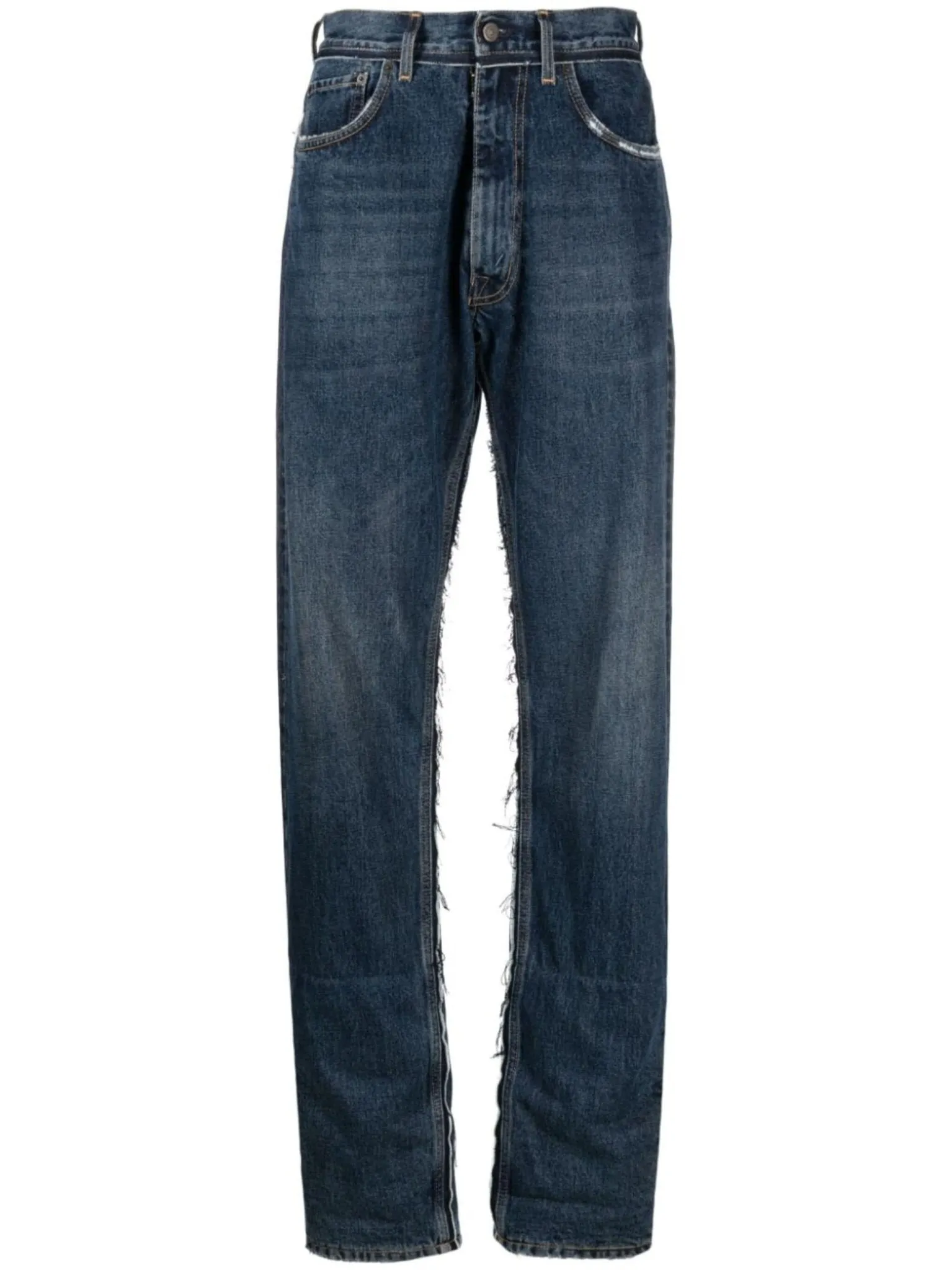 logo-patch ripped-detailing wide-leg jeans