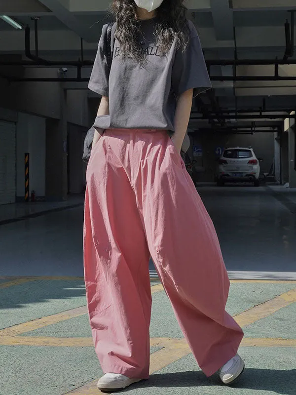 Loose Wide Leg Solid Color Split-Joint Casual Pants Bottoms Trousers