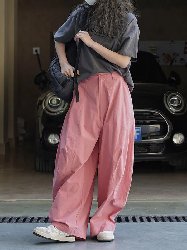 Loose Wide Leg Solid Color Split-Joint Casual Pants Bottoms Trousers