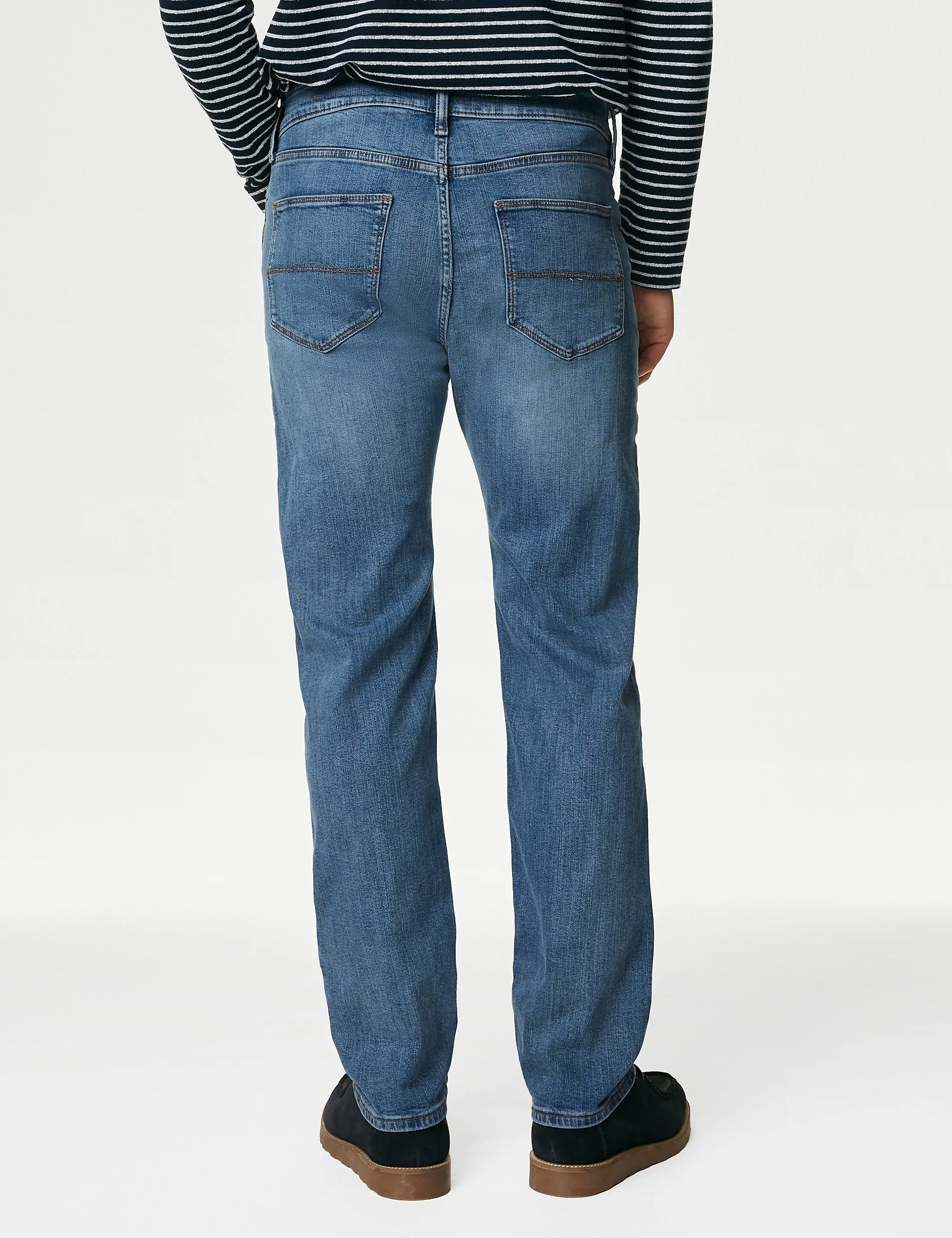 Marks & Spencer Straight Stretch Jeans, Azure Blue