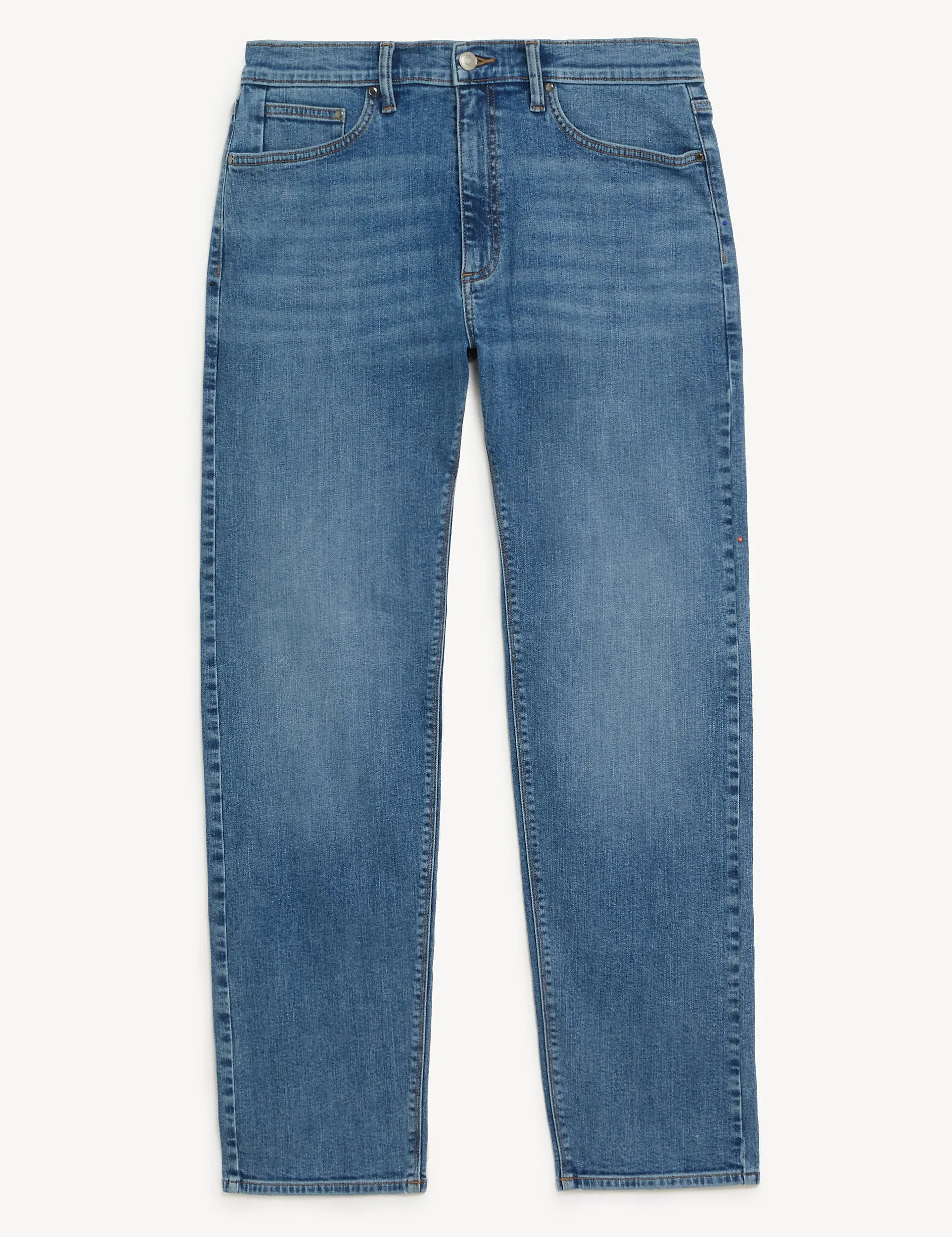 Marks & Spencer Straight Stretch Jeans, Azure Blue