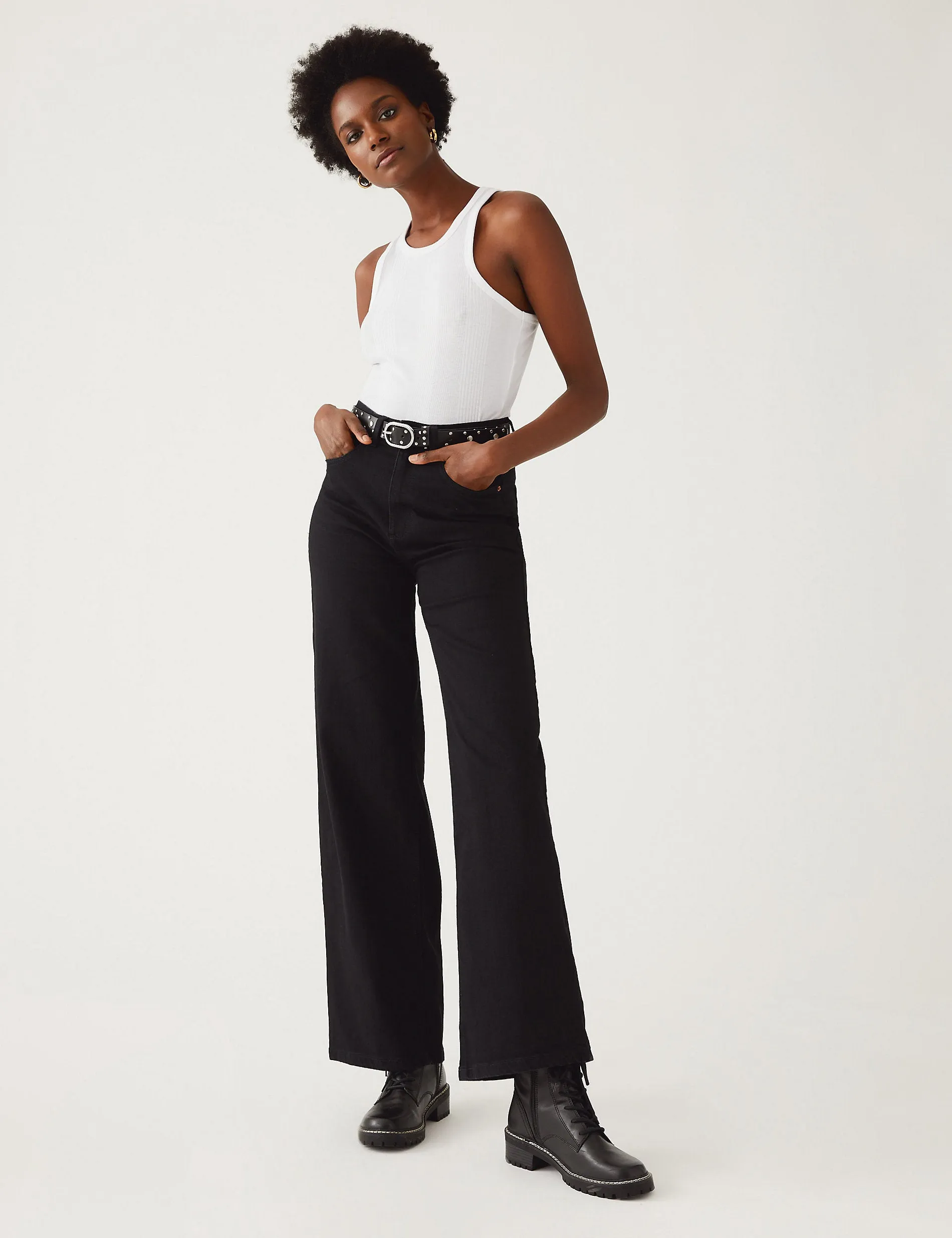 Marks & Spencer wide leg jeans, ecru