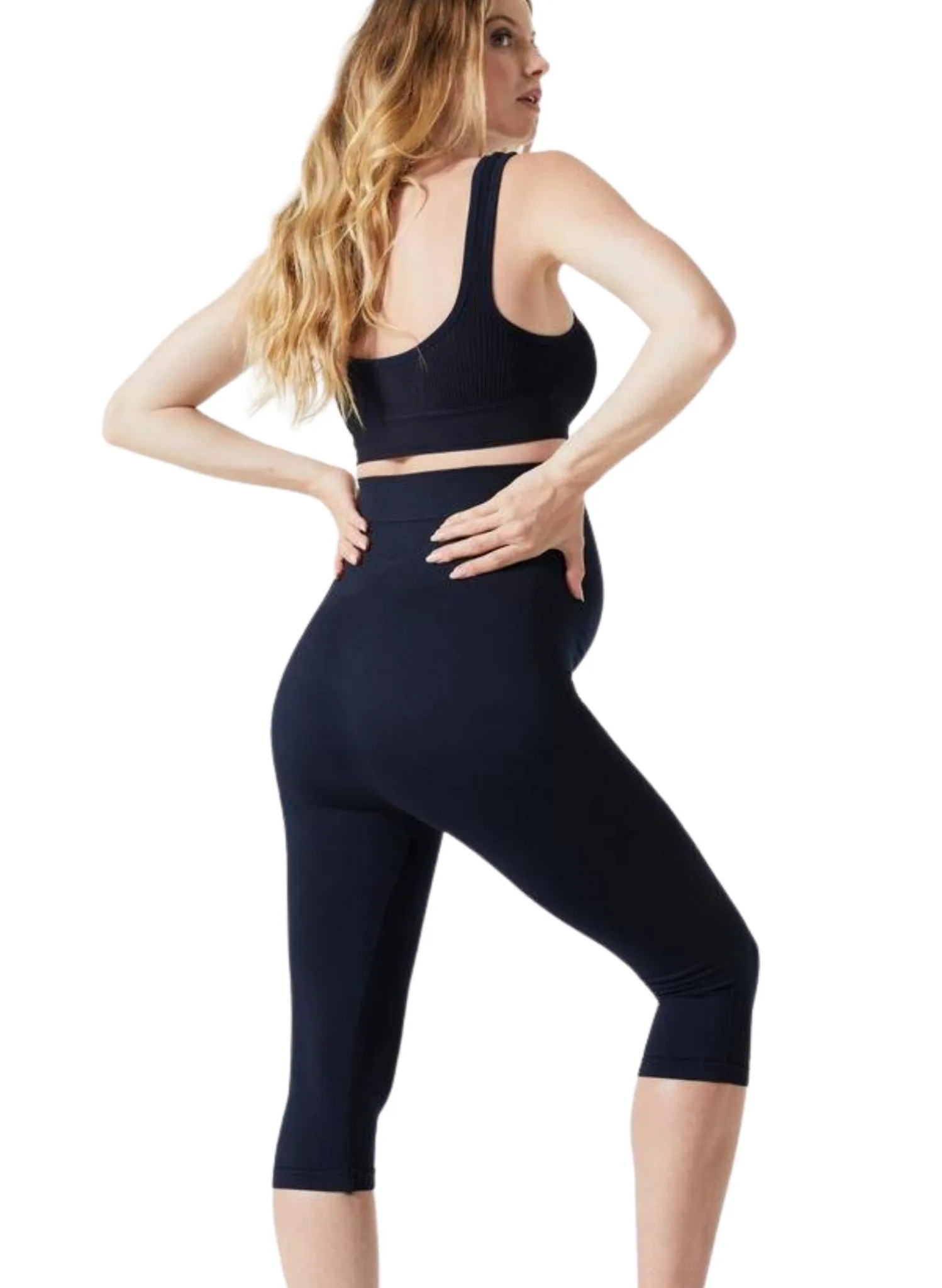 Maternity Belly Support Crop Legging - Navy