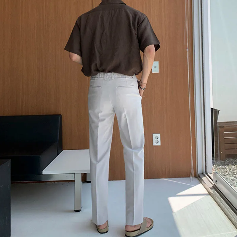 Men's Casual Loose Straight Drape Solid Color Wide Leg Pants