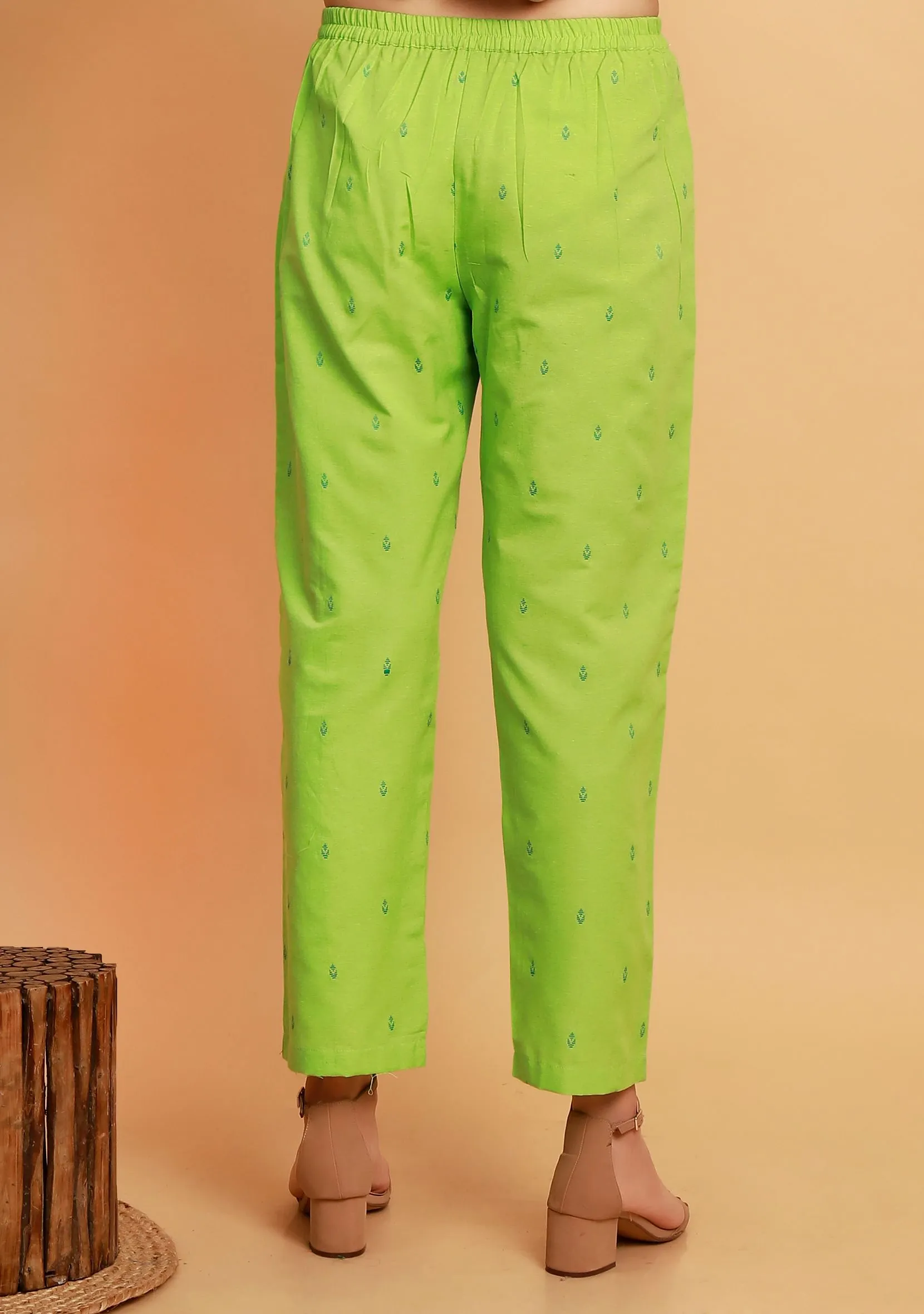 Mint Green Straight Woven Pants
