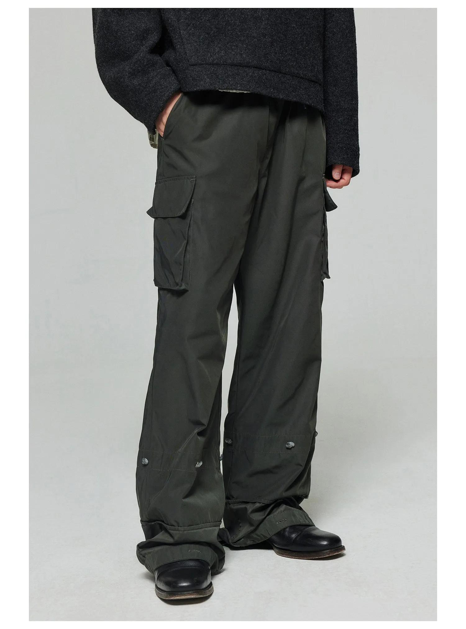 Nylon Wide Leg Casual Pants