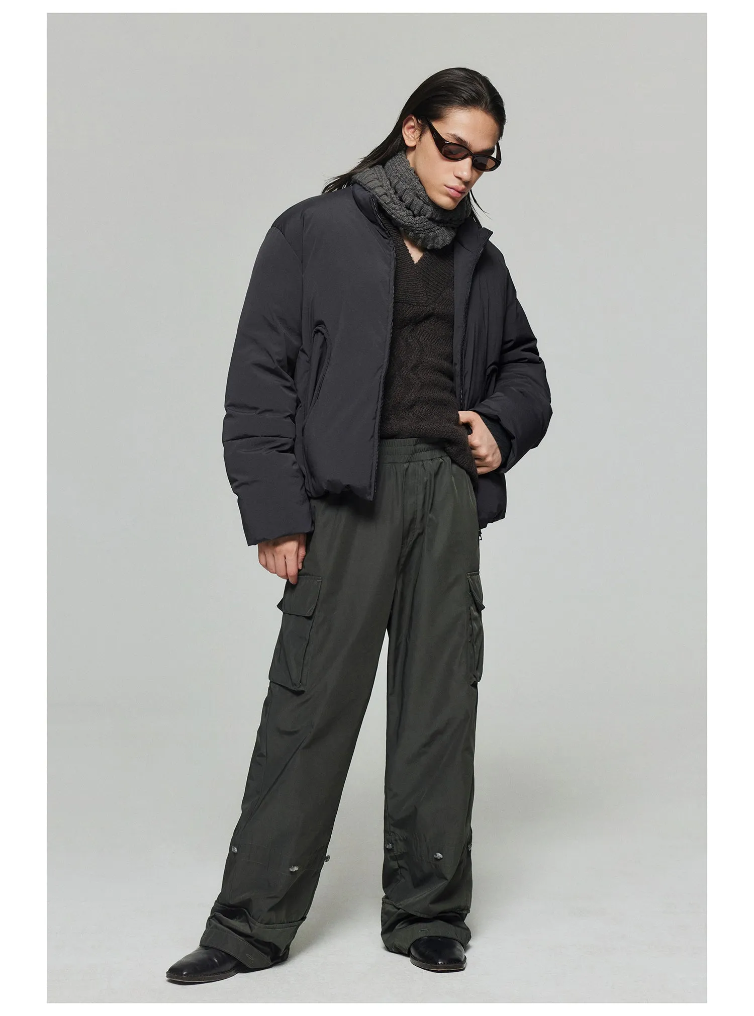Nylon Wide Leg Casual Pants