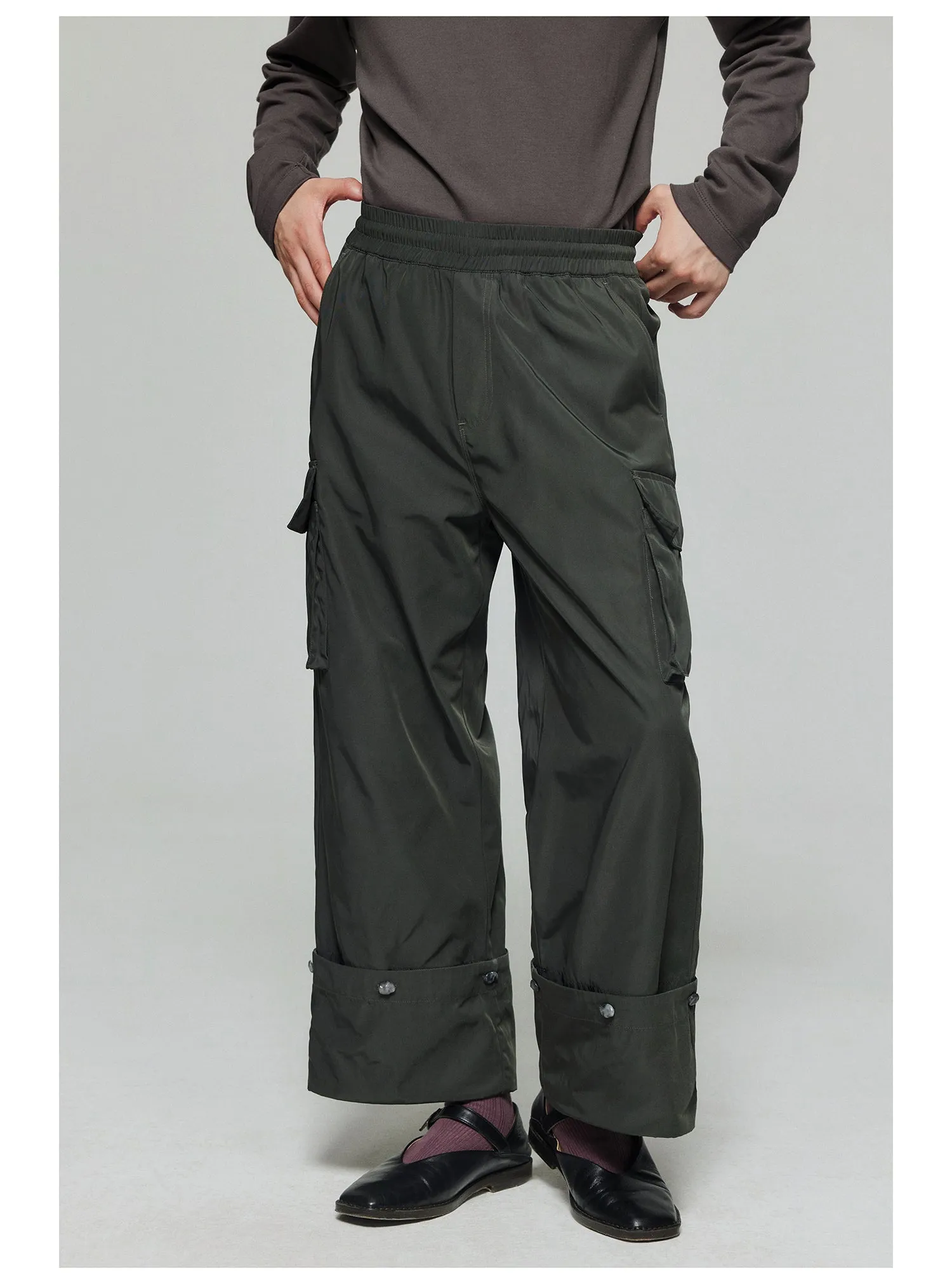 Nylon Wide Leg Casual Pants