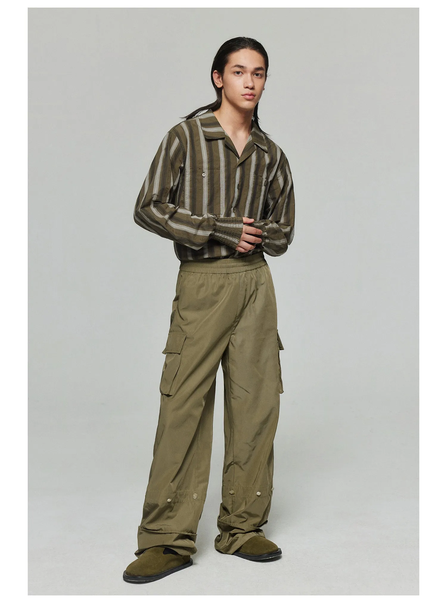 Nylon Wide Leg Casual Pants