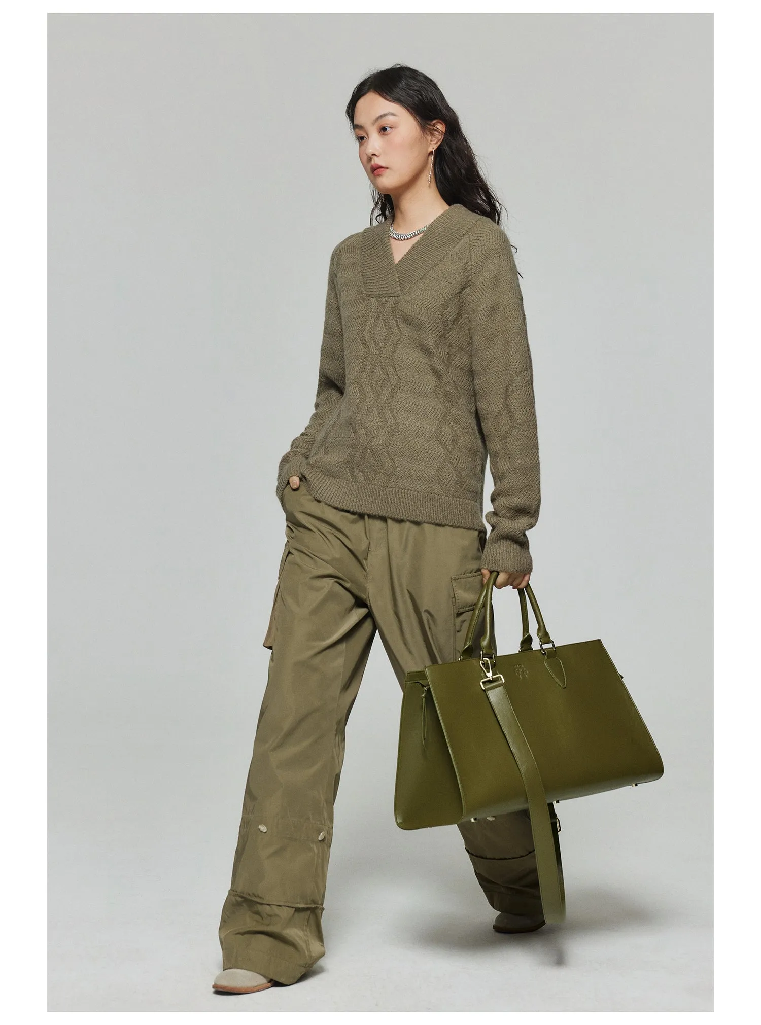 Nylon Wide Leg Casual Pants