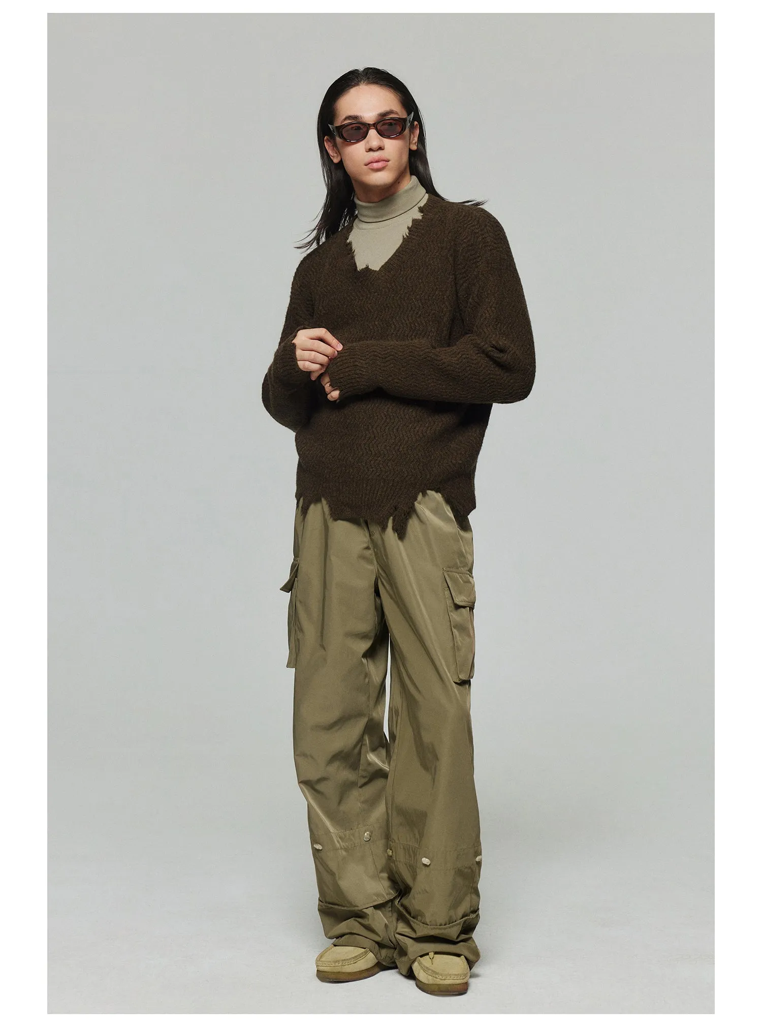 Nylon Wide Leg Casual Pants