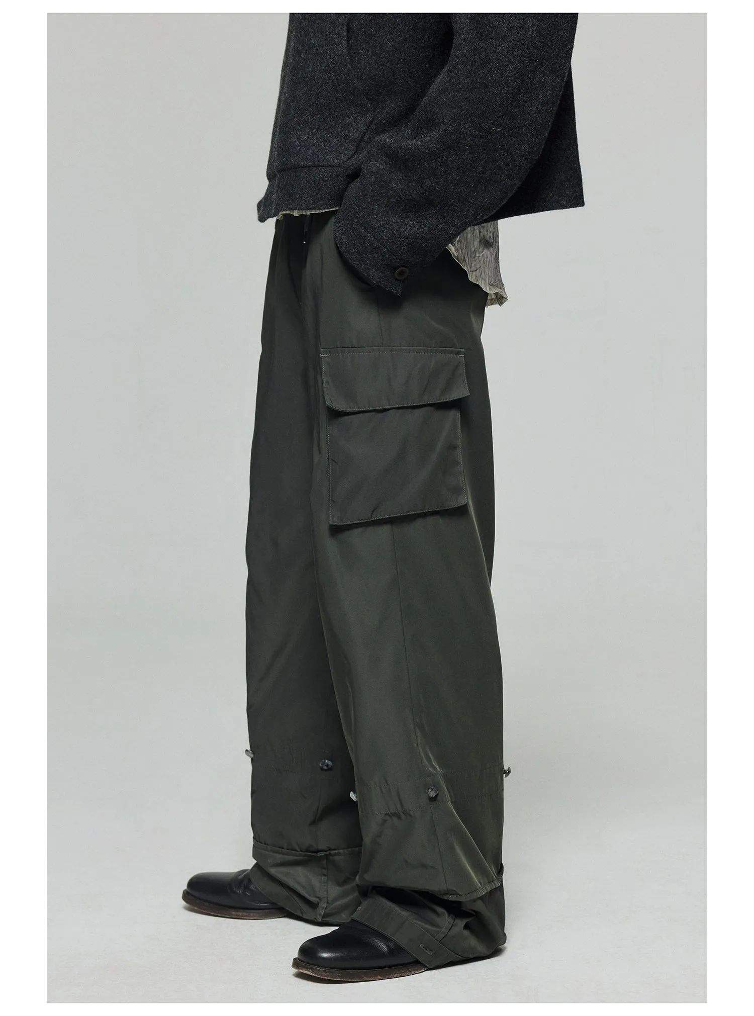 Nylon Wide Leg Casual Pants