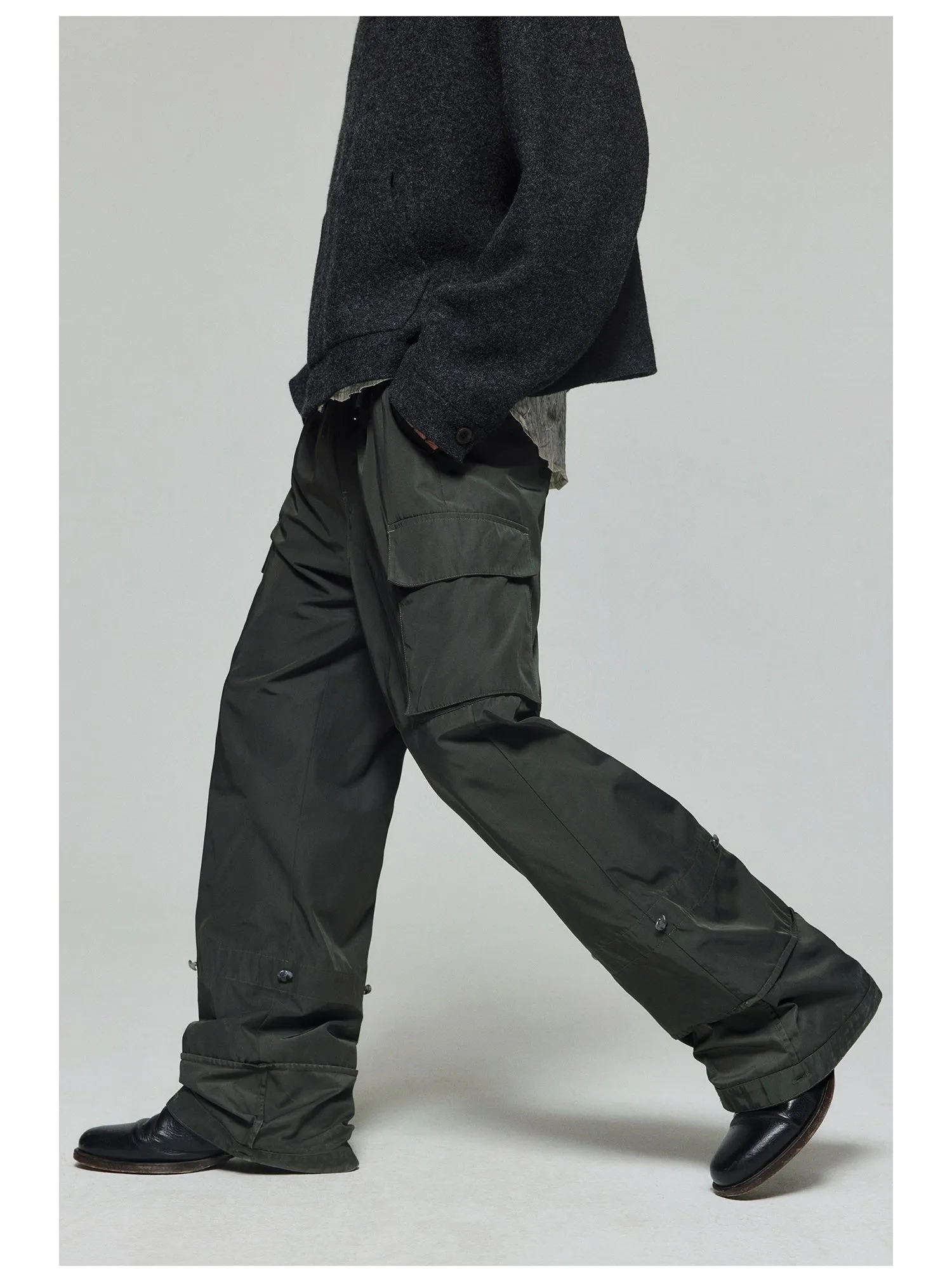 Nylon Wide Leg Casual Pants