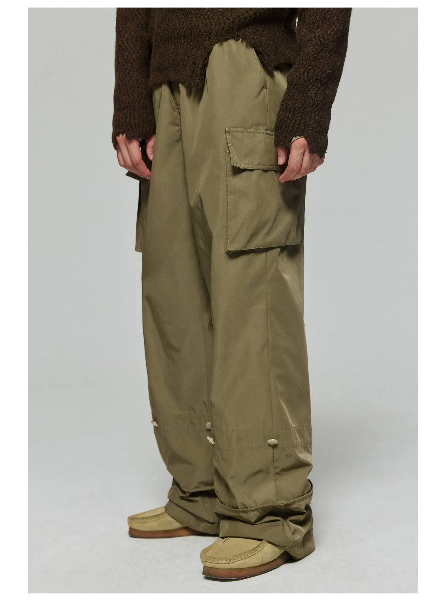 Nylon Wide Leg Casual Pants