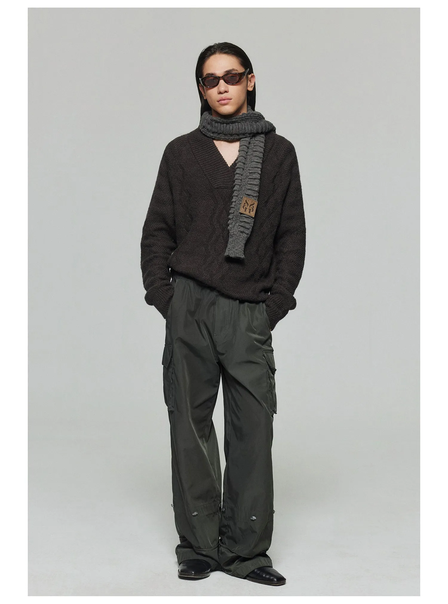 Nylon Wide Leg Casual Pants