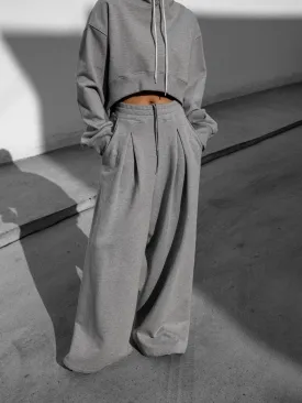 PIN-TUCK DETAIL WIDE SWEATPANTS