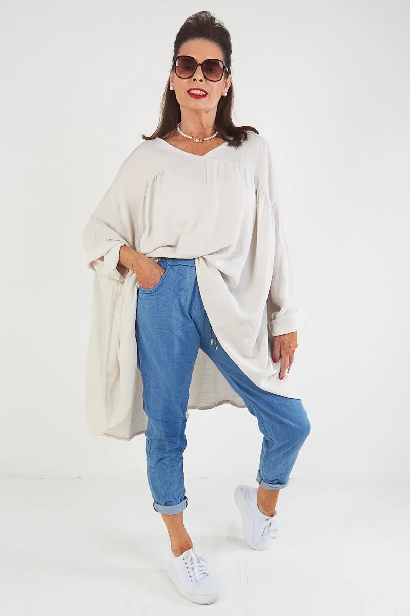 POLLA Trousers  In Wash Denim Blue