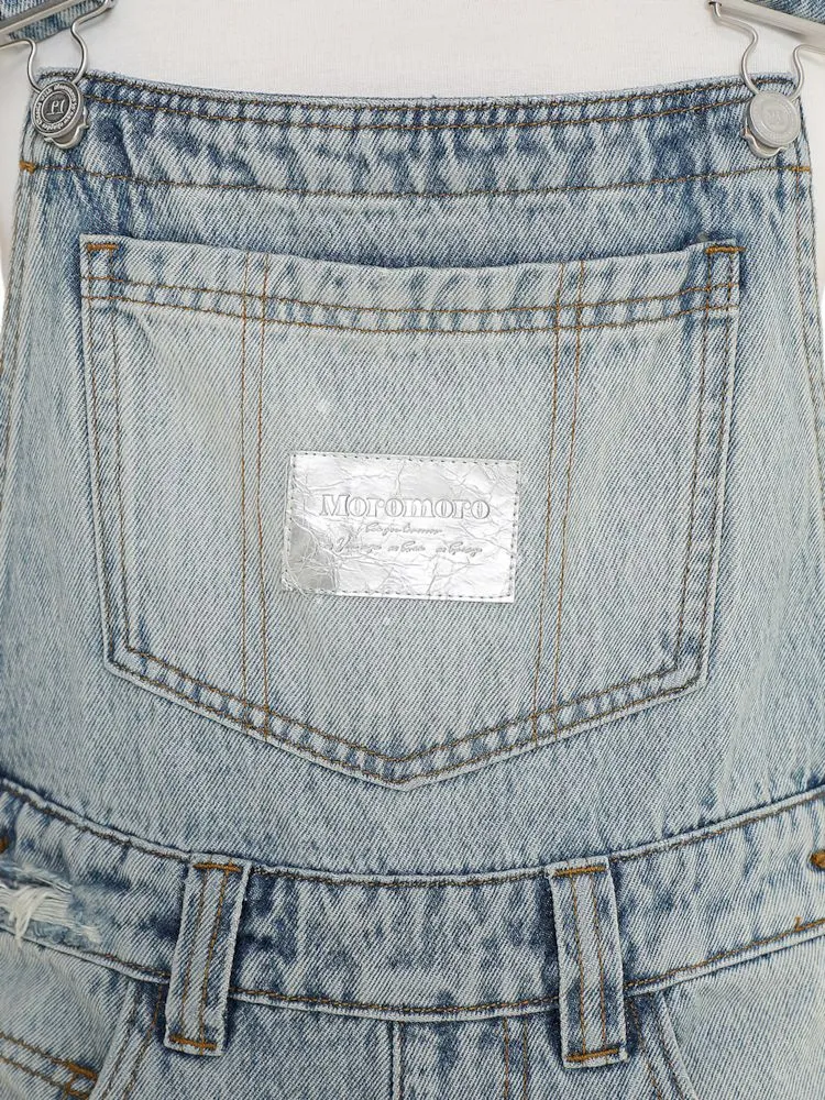 Silver pleated leather label casual straight denim back pants【s0000008646】