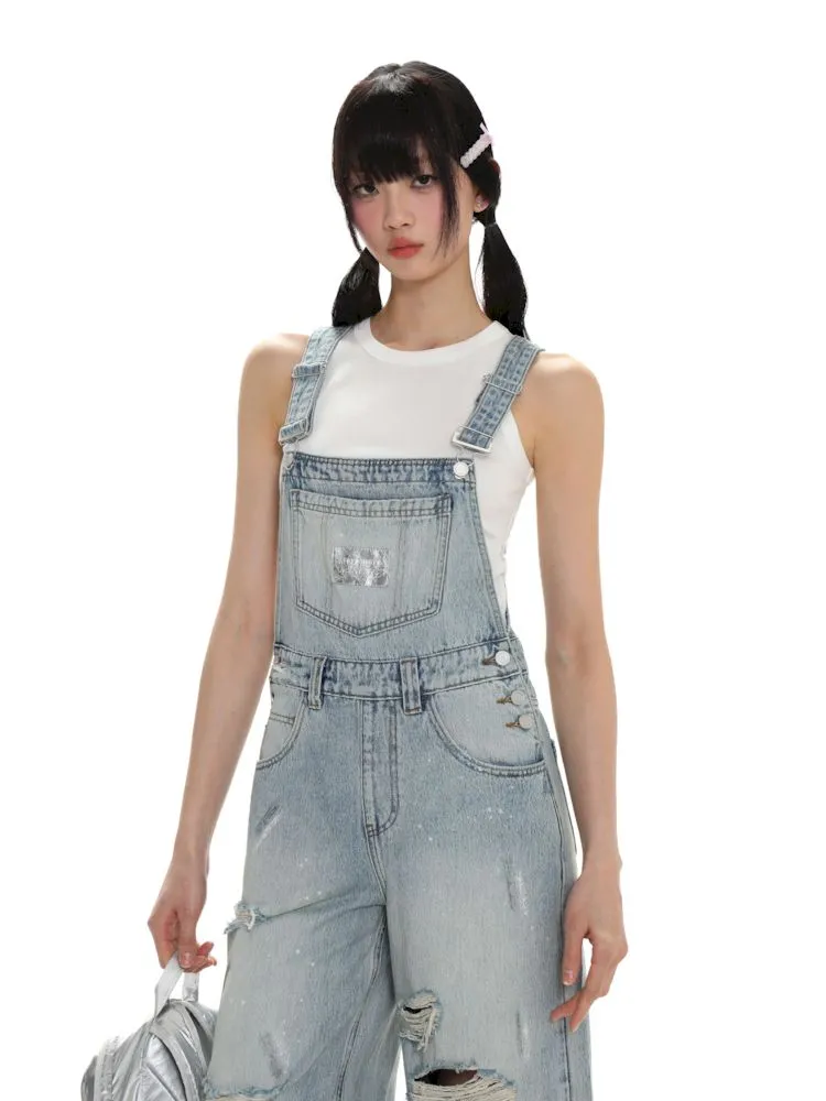 Silver pleated leather label casual straight denim back pants【s0000008646】