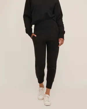 So High Waisted French Terry Sweatpants in Black