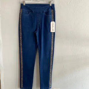 Sparkle Trim Side Detail Denim - Blue
