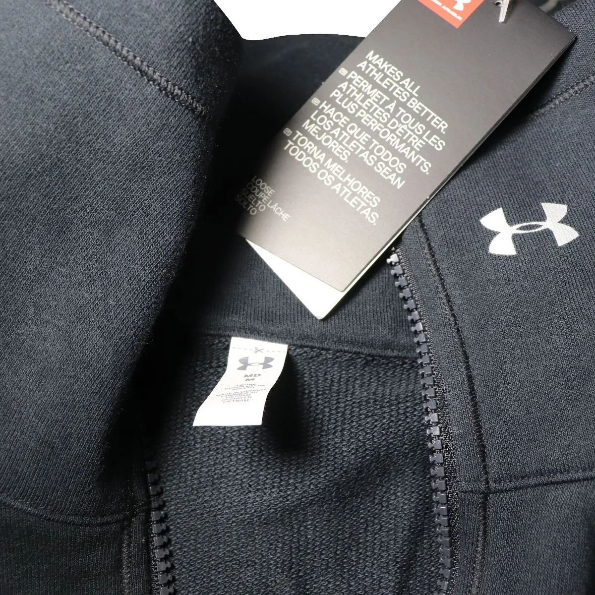 Under Armour Womens Long Neck Zip-Up Sweatshirt - Black - Medium M
