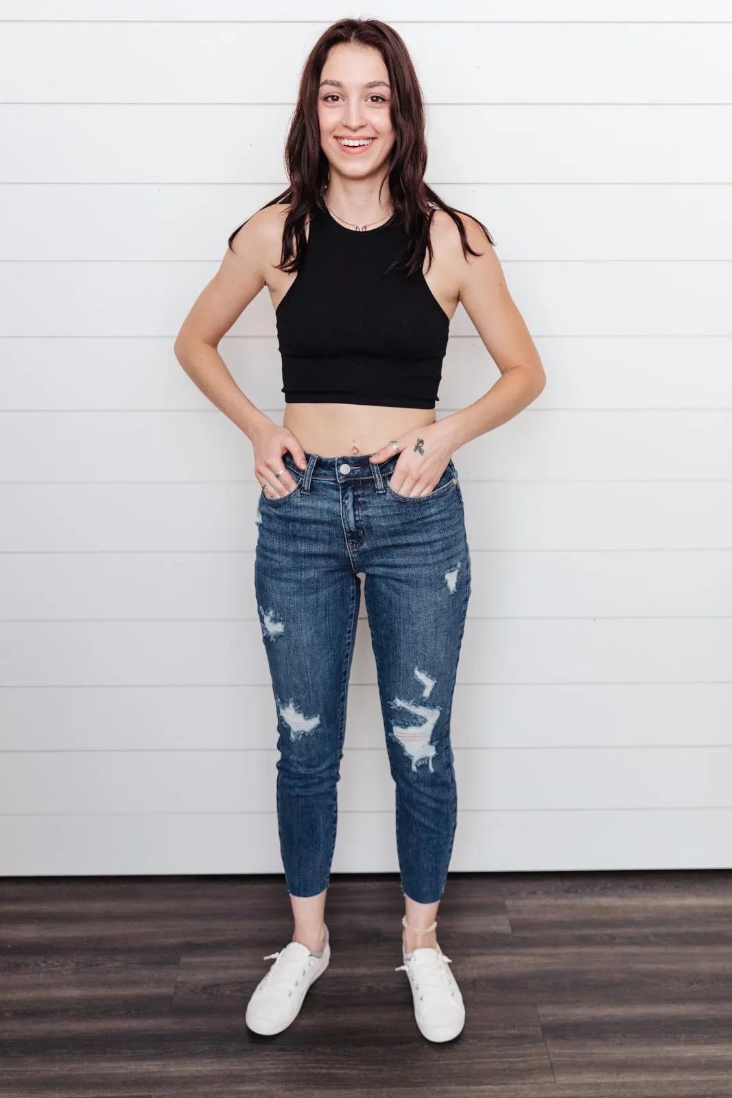 Vintage Indigo Cropped Skinny Jeans