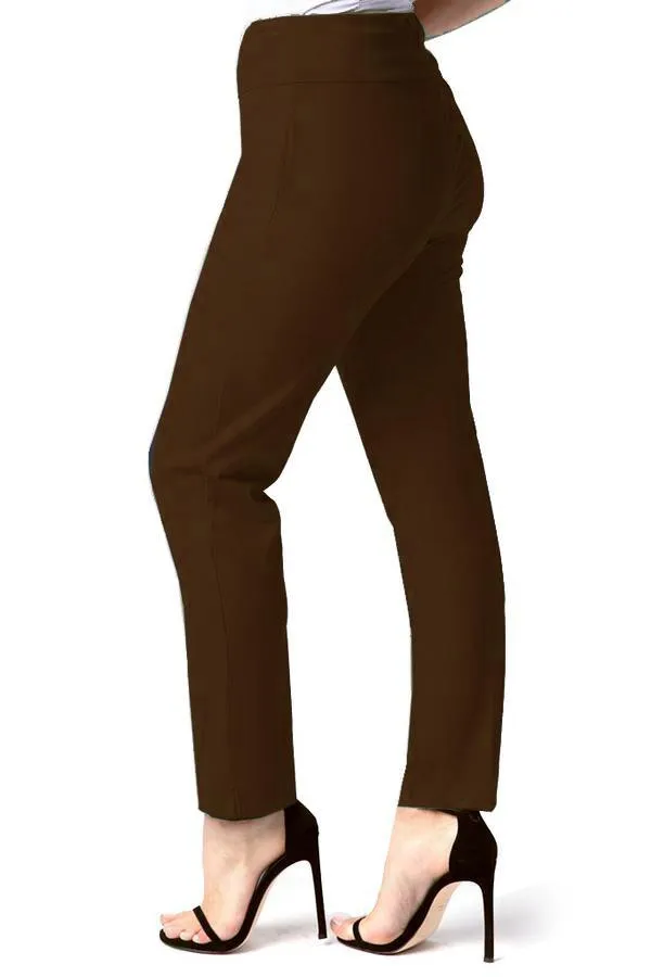 Wide Band Elastic Waist Women's Chocolate Brown Pants
