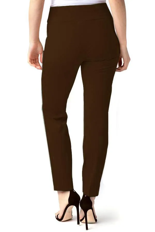 Wide Band Elastic Waist Women's Chocolate Brown Pants